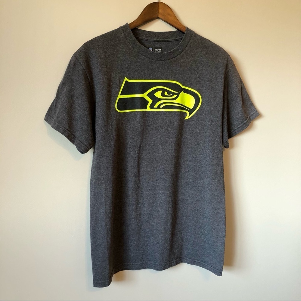 NFL Team Apparel Seattle Seahawks Football Jersey Tee Shirt Top Grey